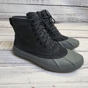 LL Bean Bar Harbor Duck Boot Shoes Womens 10 Black Gray High Top Lace Up 517497